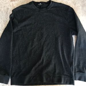 H&M Black Wh Specks Crewneck Sweater Regular Fit